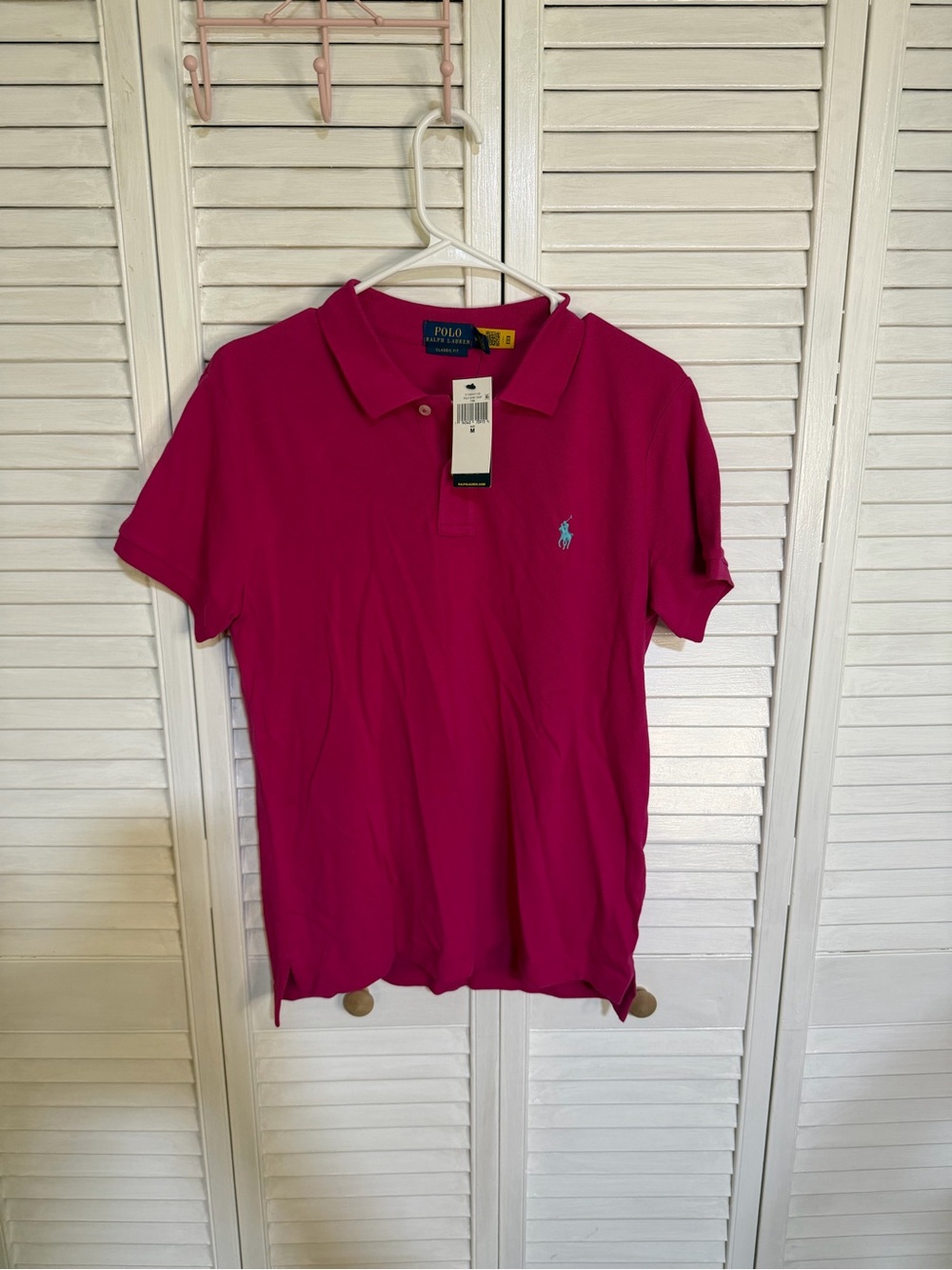 Ralph Lauren Kids Polo Shirt in Bright Pink with Teal Logo